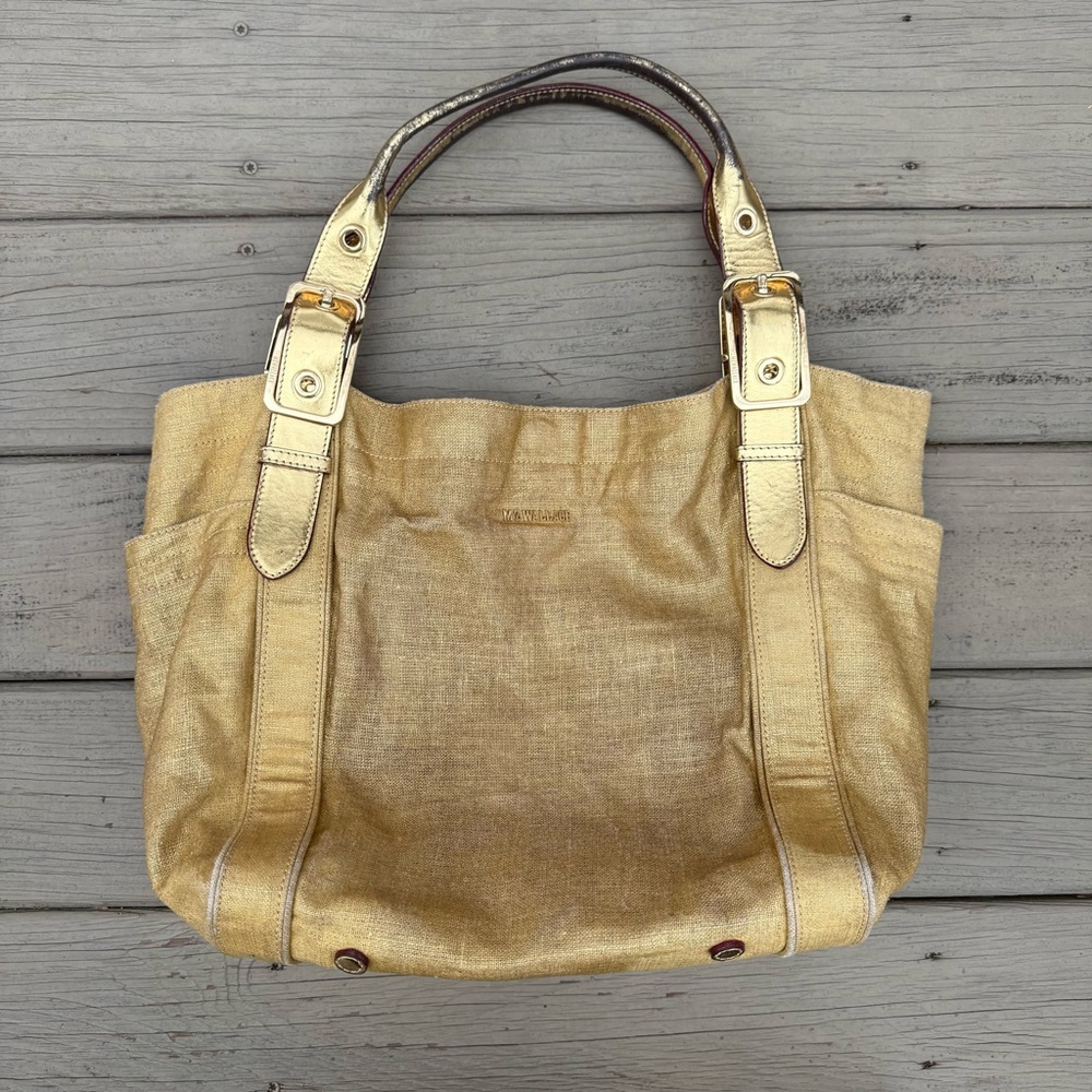 MZ Wallace tote bag purse in gold nylon